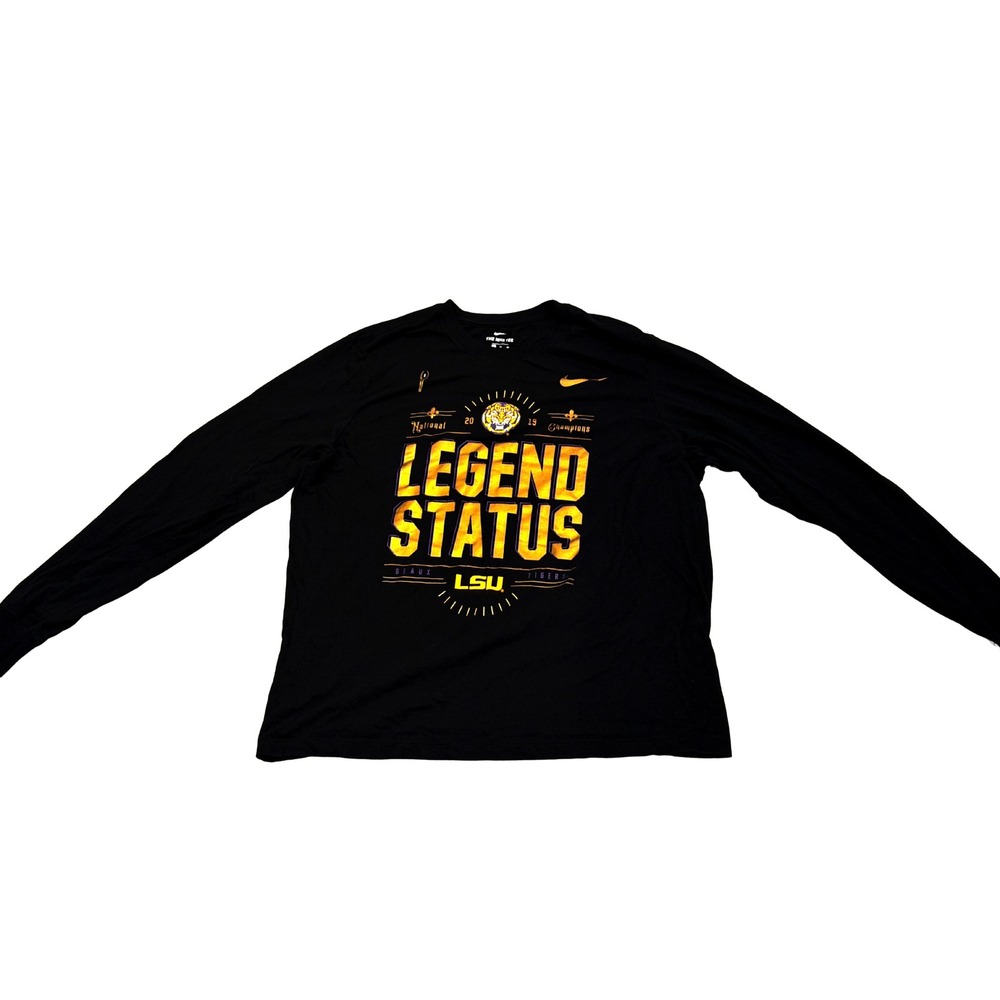 Nike LSU Tigers 2019 National Champions Legend Status Long Sleeve Shirt Mens XL